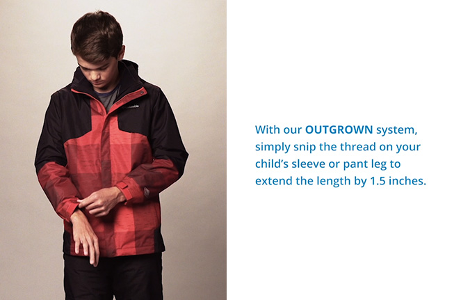 OUTGROWN™ logo - Internal sleeve/pant grow system for kids